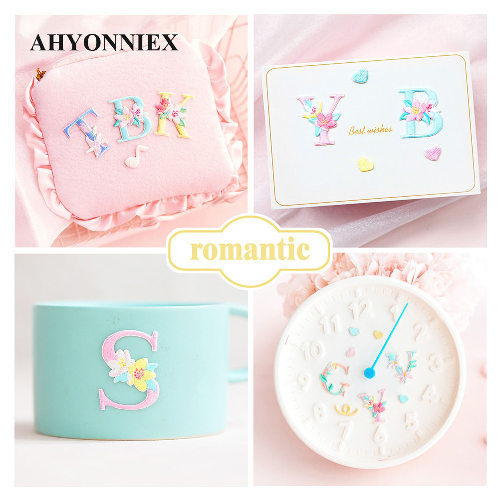 Embroidery Letter N - แผ่นปะรูปตัวอักษรภาษาอังกฤษดอกไม้1ชิ้นแผ่นแปะชื่อสติกเกอร์สำหรับเสื้อผ้าแผ่นปะติดแบบทำมืออุปกรณ์ตกแต่งเสื้อผ้า