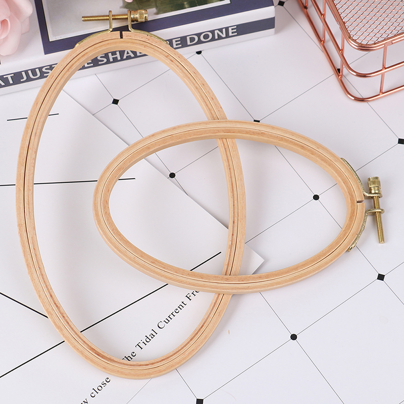 Stitch Marker Ring - กรอบห่วงทำจากไม้ไผ่สำหรับเย็บปักลายรูปวงรีงานปักครอสติชงานฝีมือแบบทำมือ