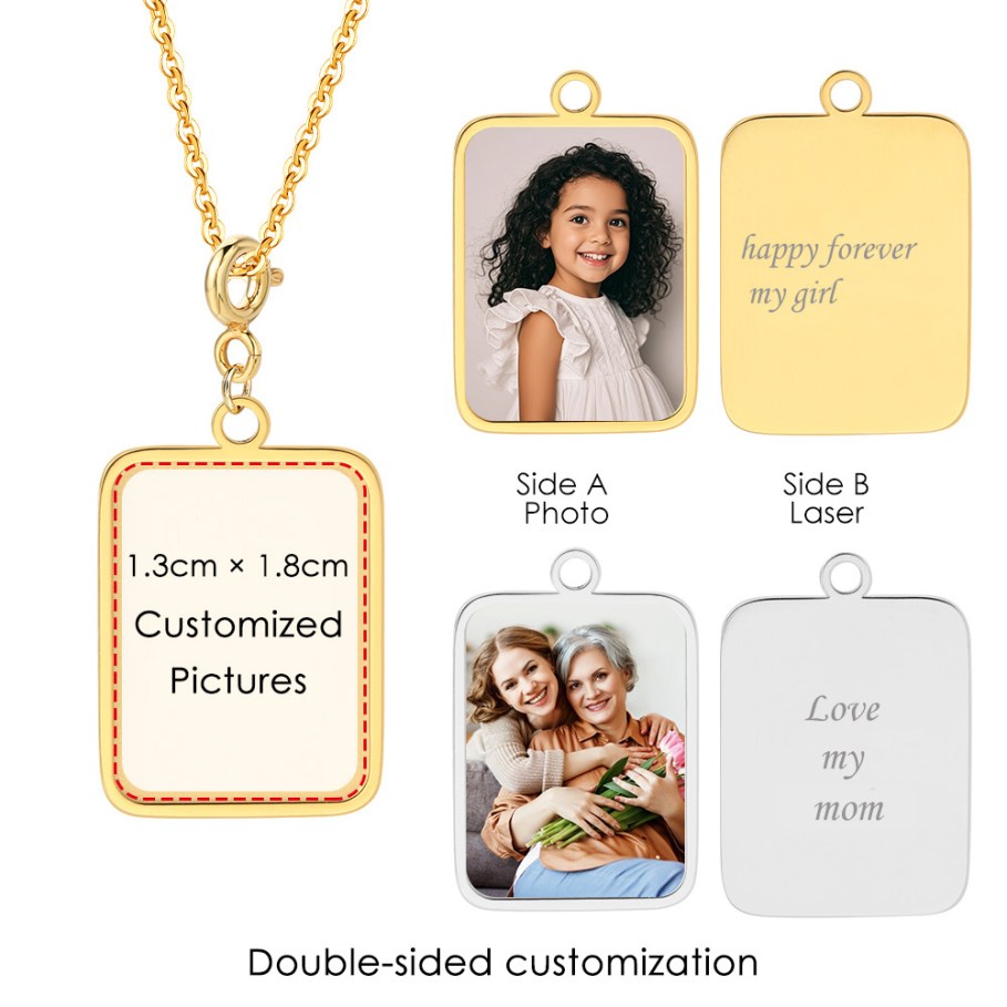 Embroidery Charm - สร้อยคอจี้ธงตัวอักษรภาพถ่ายแบบกำหนดเองสำหรับผู้หญิงผู้ชายสร้อยข้อมือสแตนเลสสตีลทำเครื่องประดับ DIY