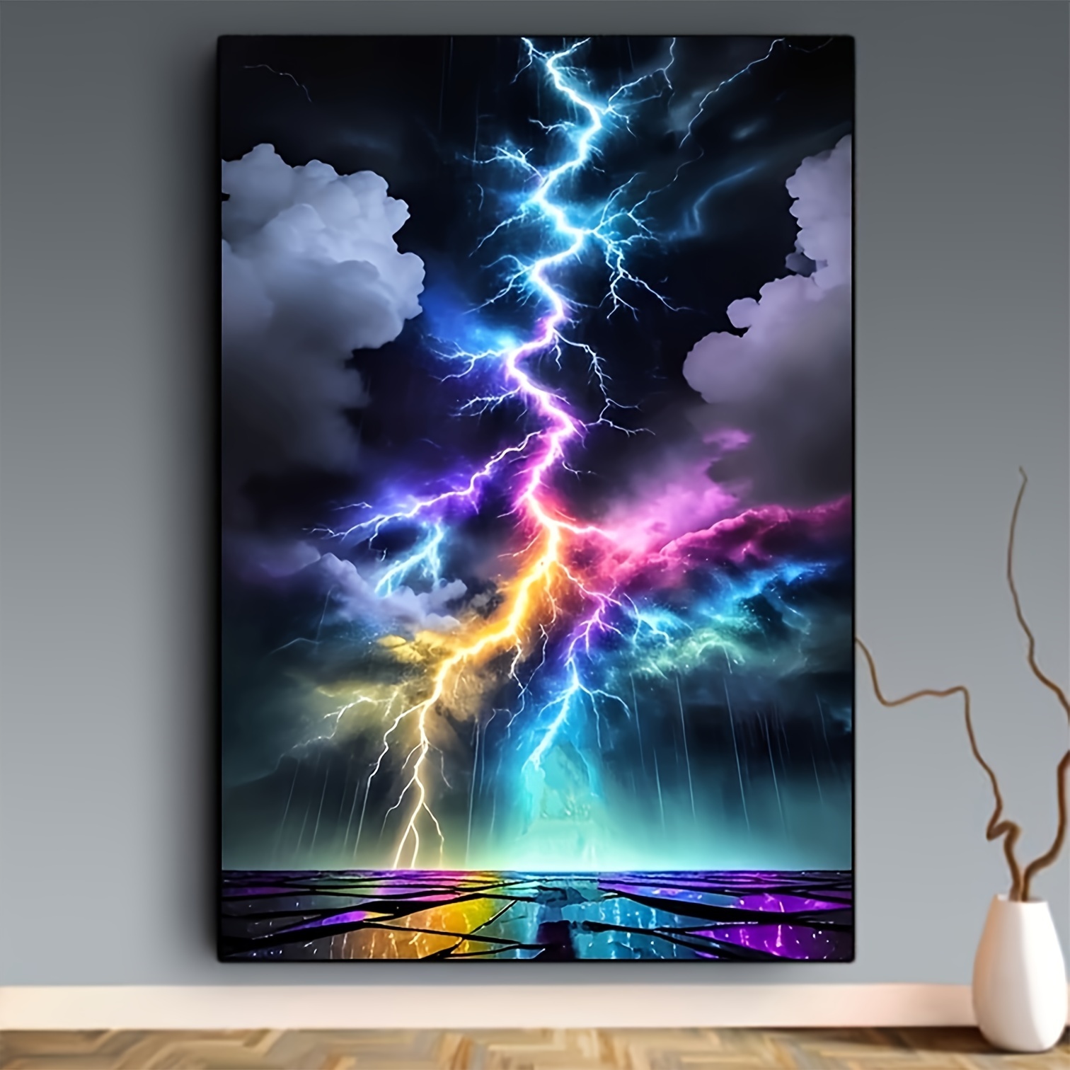 Embroidery Motif - DIY เพชรภาพวาดสีสัน Lightning รูปแบบเพชรรอบ Home Wall
