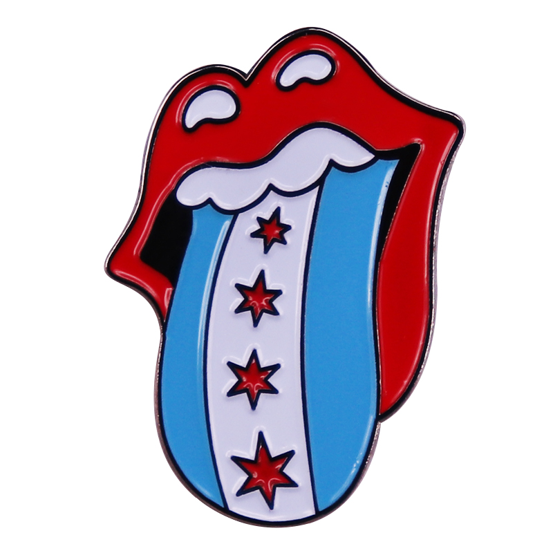 Embroidery Lips - ชิคาโก Flag Enamel Pin Music Lips