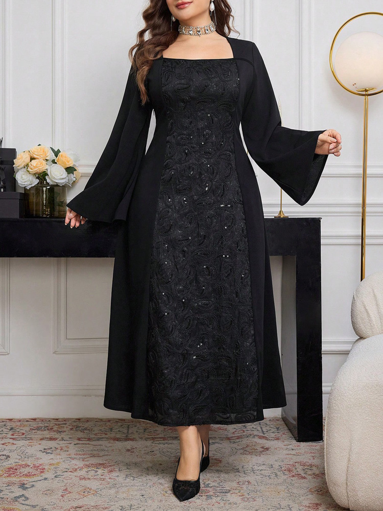 จิบซี่ พลัสไซส์สีดำแขนยาวปักเล - Embroidery Motif บทวิจารณ์และราคา