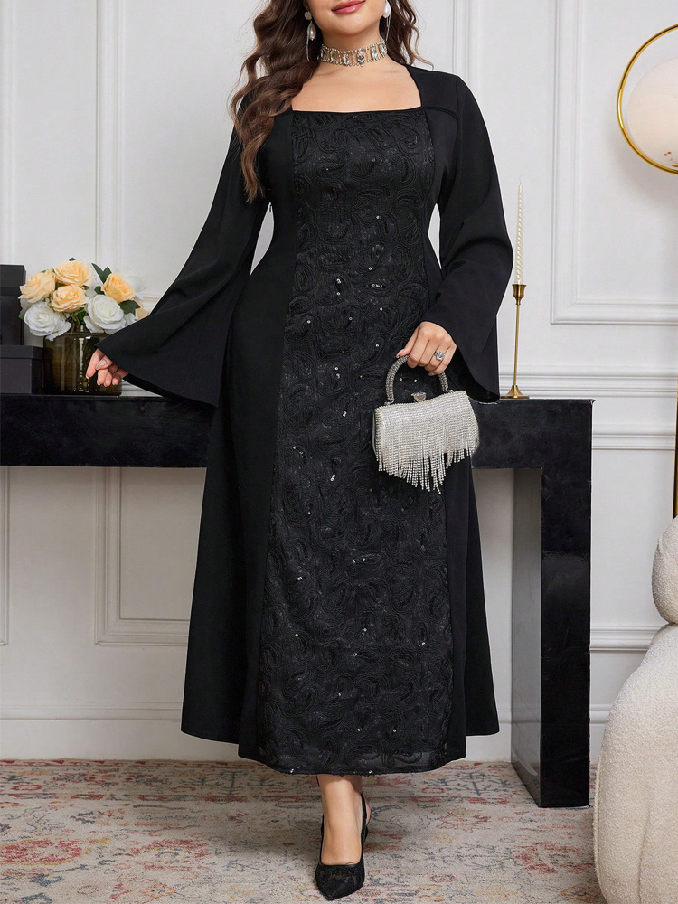 จิบซี่ พลัสไซส์สีดำแขนยาวปักเล - Embroidery Motif บทวิจารณ์และราคา