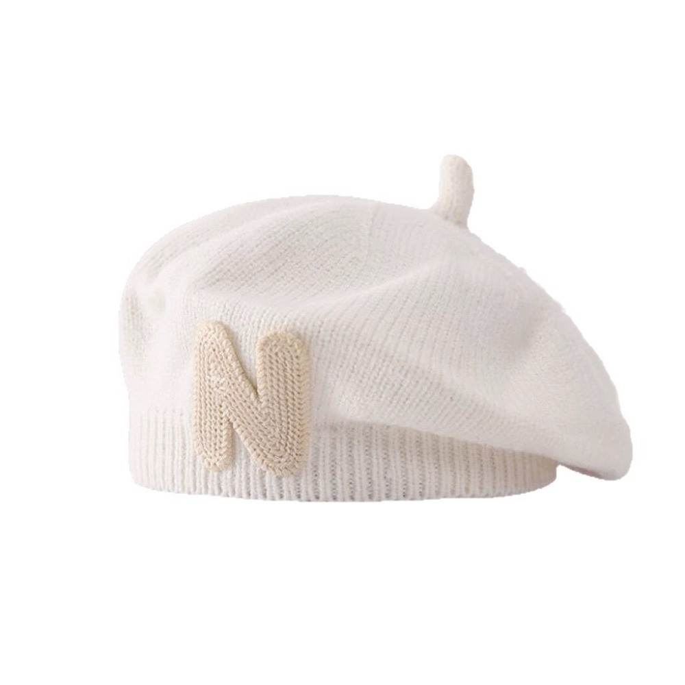 หมวกเบเร่ต์เด็กเล็กปักลายตัวอั - Embroidery Letter N บทวิจารณ์และราคา