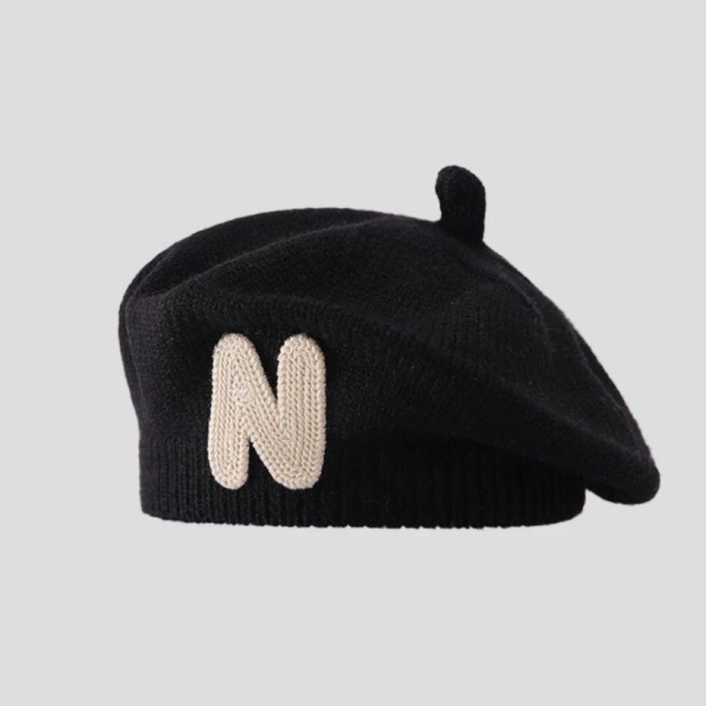 หมวกเบเร่ต์เด็กเล็กปักลายตัวอั - Embroidery Letter N บทวิจารณ์และราคา