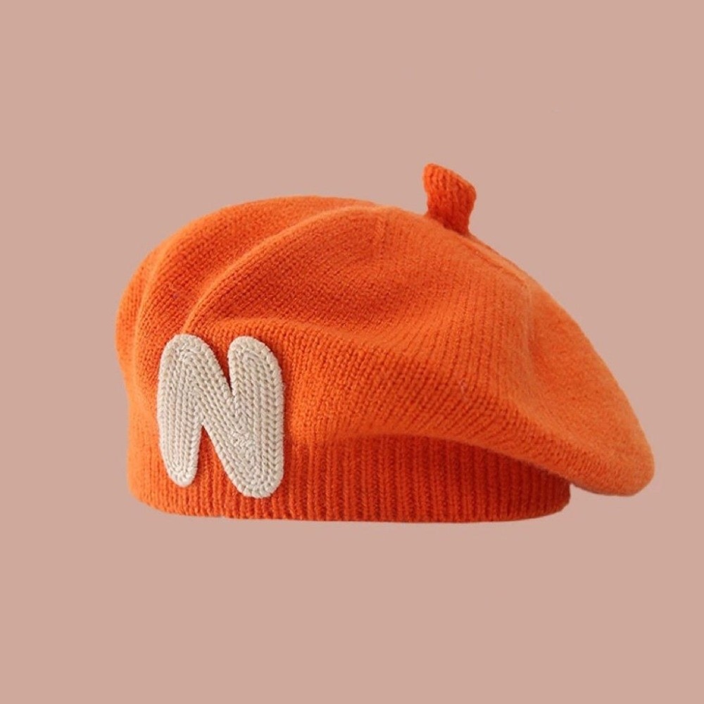 หมวกเบเร่ต์เด็กเล็กปักลายตัวอั - Embroidery Letter N บทวิจารณ์และราคา