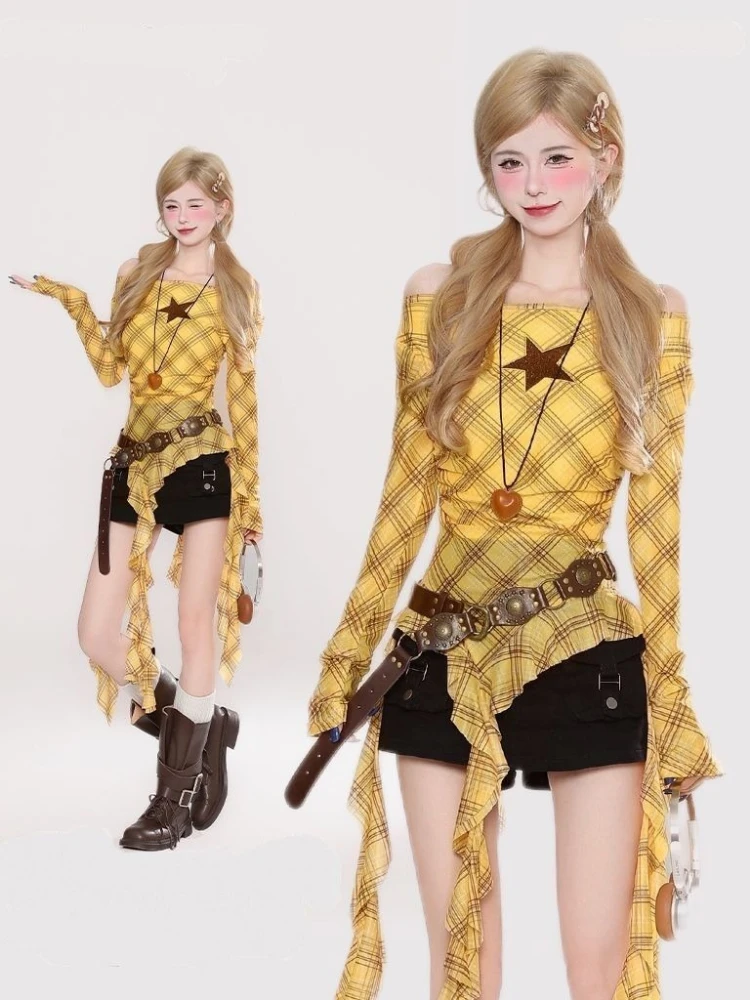 เสื้อยืดวินเทจลายสก๊อต Y2K สำห - Embroidery A บทวิจารณ์และราคา