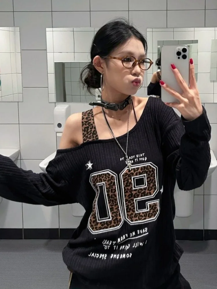 เสื้อยืดลายเสือดาวสไตล์ Y2K แบ - Embroidery A บทวิจารณ์และราคา