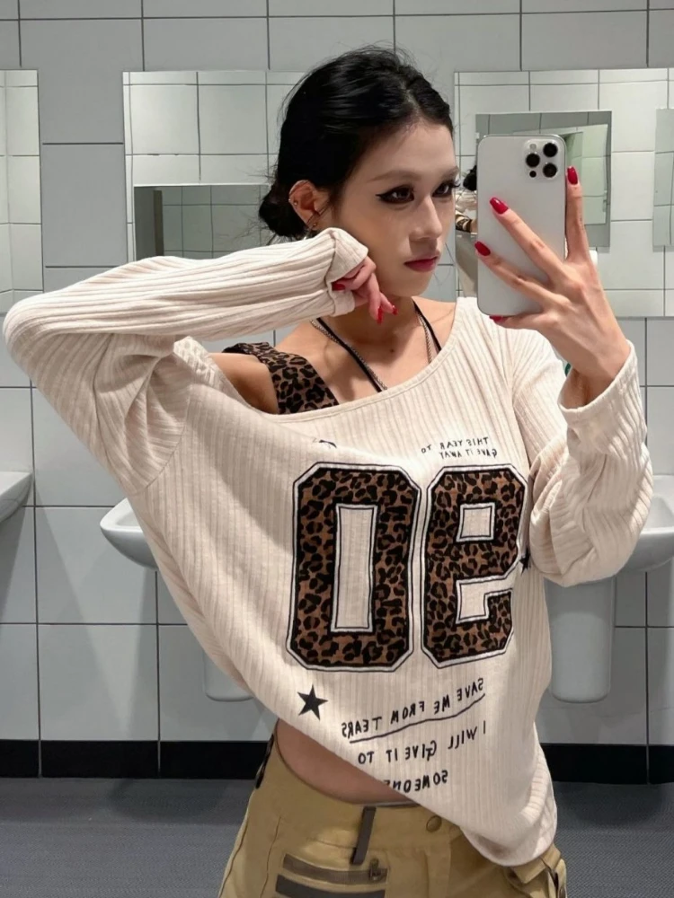 เสื้อยืดลายเสือดาวสไตล์ Y2K แบ - Embroidery A บทวิจารณ์และราคา