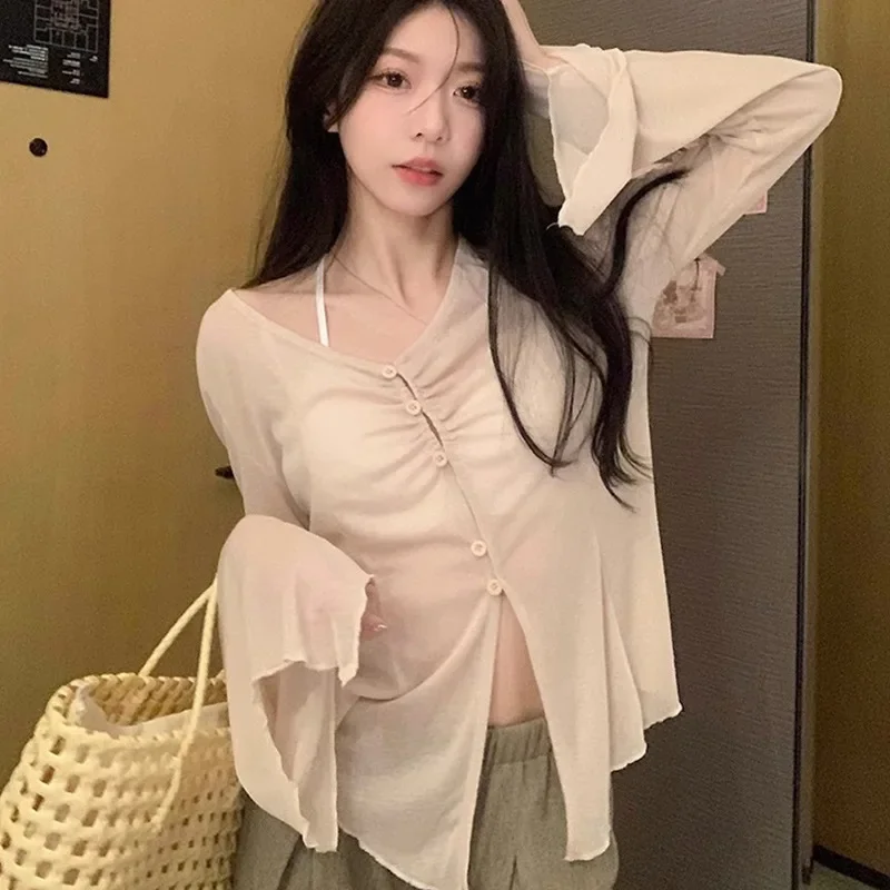 เสื้อเชิ้ตแขนบานโปร่ง - เสื้อเ - Embroidery A บทวิจารณ์และราคา