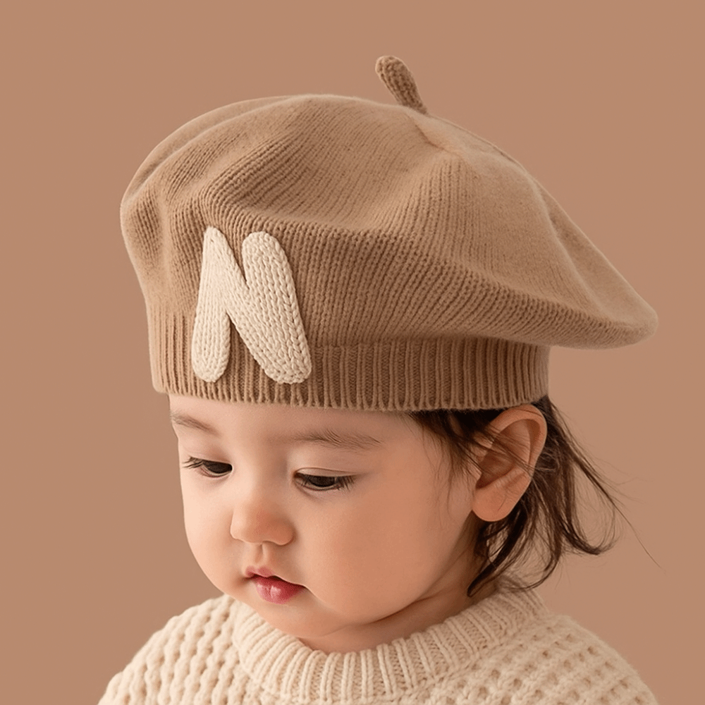 หมวกเบเร่ต์เด็กเล็กปักตัวอักษร - Embroidery Letter N บทวิจารณ์และราคา