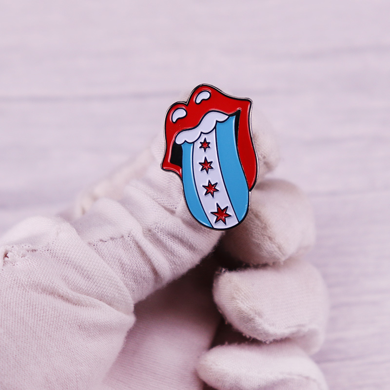 ชิคาโก Flag Enamel Pin Music L - Embroidery Lips บทวิจารณ์และราคา